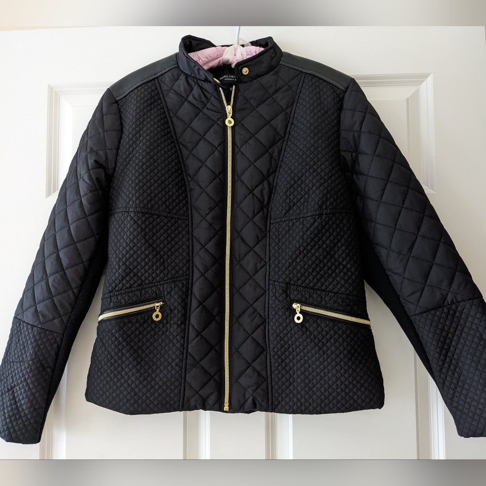 Marc New York Coat Andrew Marc black quilted moto Jacket honeycomb M bik…